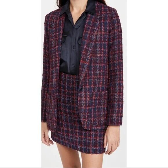 Amanda Uprichard Plaid Blazer in Red and Blue - Picture 1 of 9